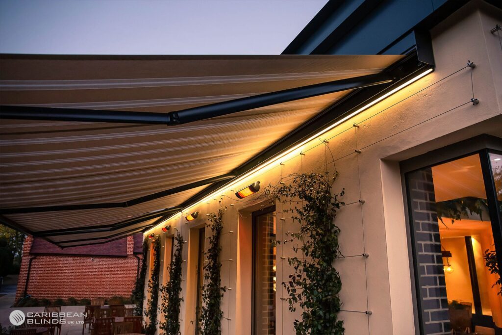 a retractable awning with LED lights