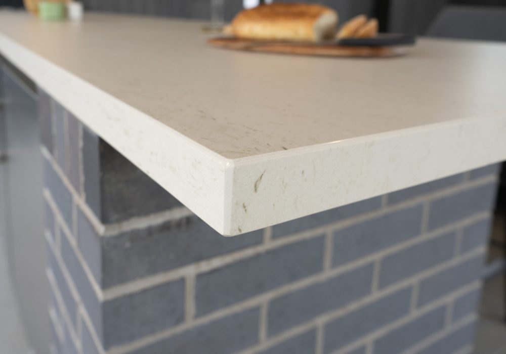 The work surface of an outdoor kitchen